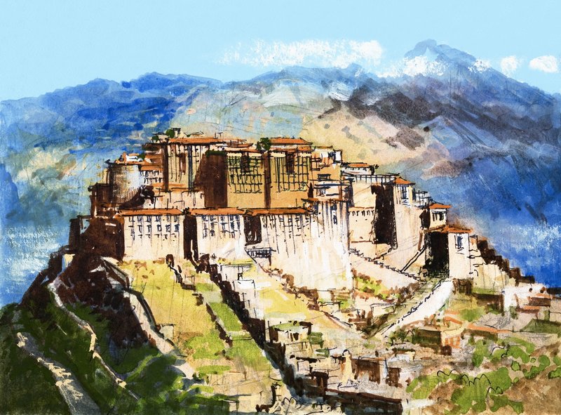 Oidentifierad plats, möjligen Tibet av English School