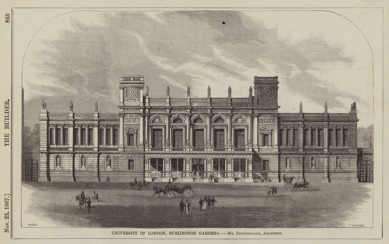 University of London, Burlington Gardens, Mr Pennethorne, arkitekt (gravyr) av English School