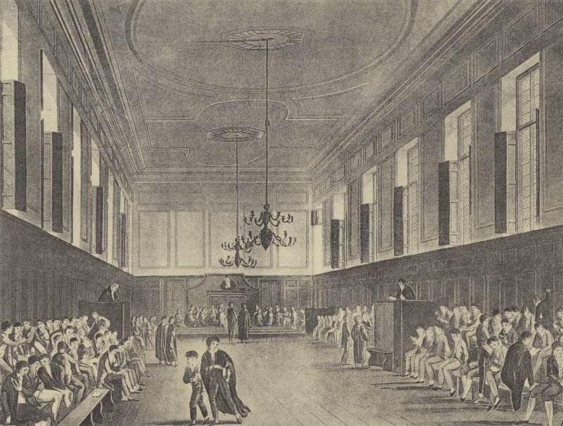 Övre skolan, 1816 (gravyr) av English School