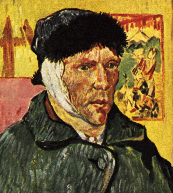 Van Gogh med ett bandage runt huvudet (omritat) av English School