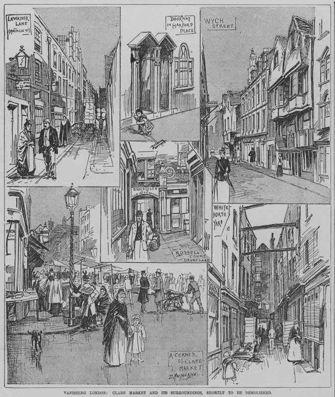 Vanishing London: Clare Market och dess omgivande gator strax före rivningen av English School