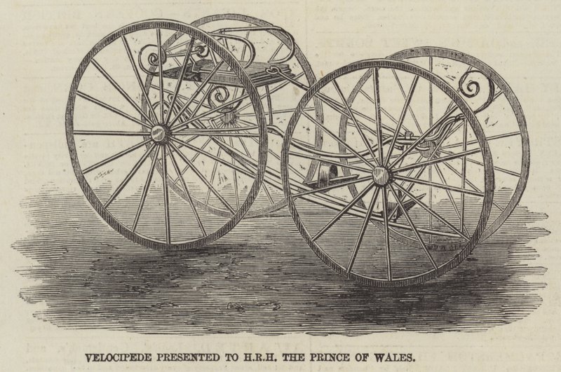 Velocipede presenteras för HKH Prinsen av Wales (gravyr) av English School