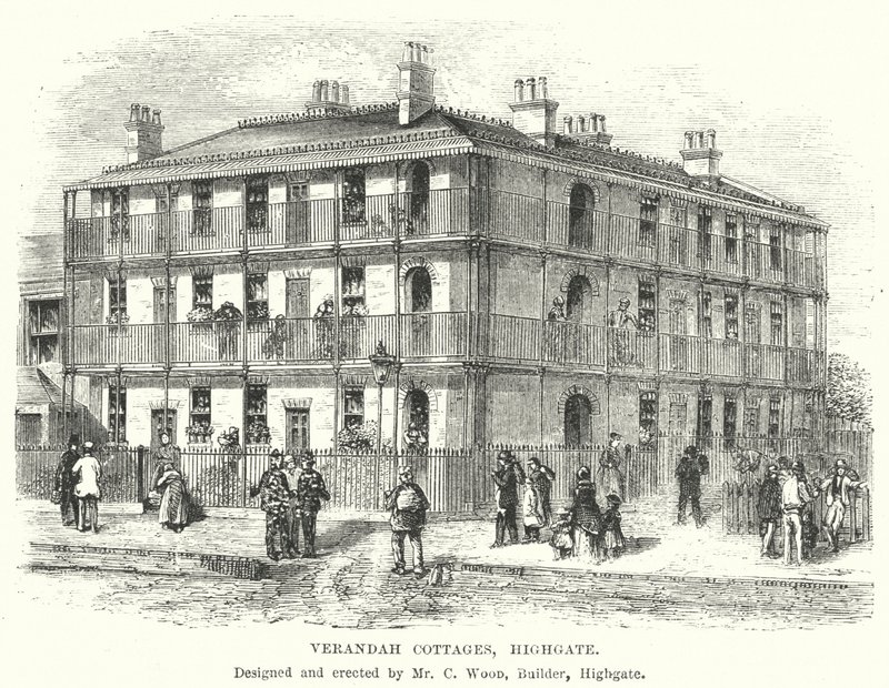 Verandah Cottages, Highgate (gravyr) av English School