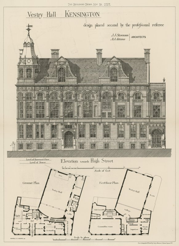 Vestry Hall, Kensington, design placerad på andra plats av den professionella domaren av English School