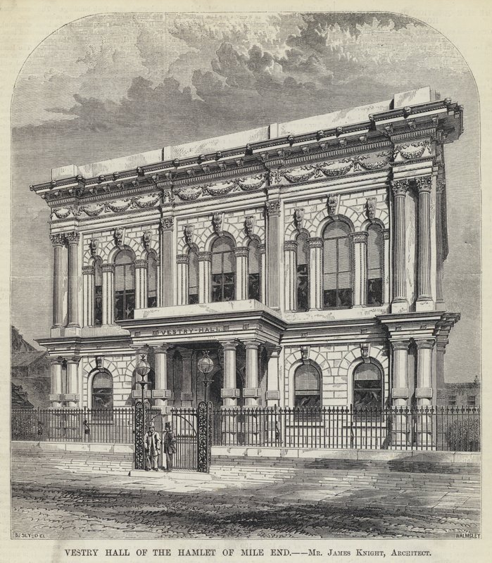 Vestry Hall of the Hamlet of Mile End (gravyr) av English School