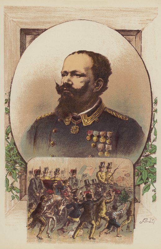 Victor Emmanuel, Garibaldi och kungen i Neapel (färglitografi) av English School