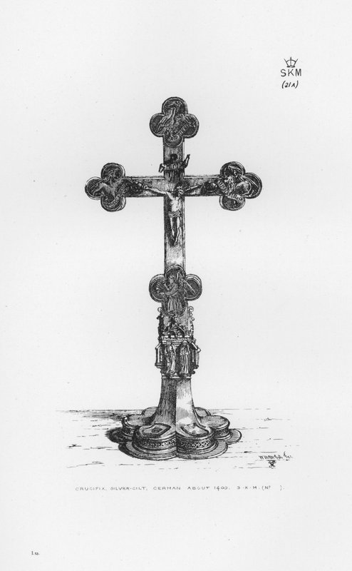Victoria And Albert Museum: Krucifix, silverförgyllt, tyskt ca 1400 av English School