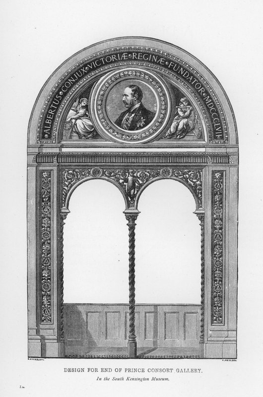 Victoria And Albert Museum: Design för End of Prince Consort Gallery (gravyr) av English School