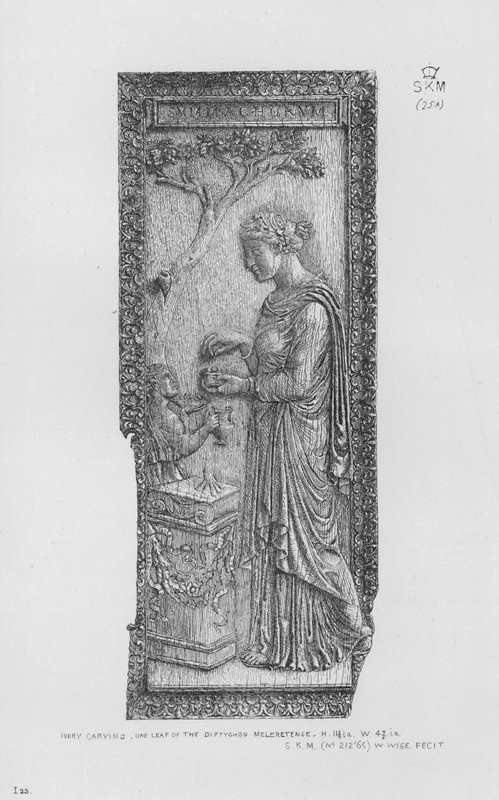 Victoria And Albert Museum: Elfenbenssnideri, ett blad av Diptychon Meleretense (gravyr) av English School