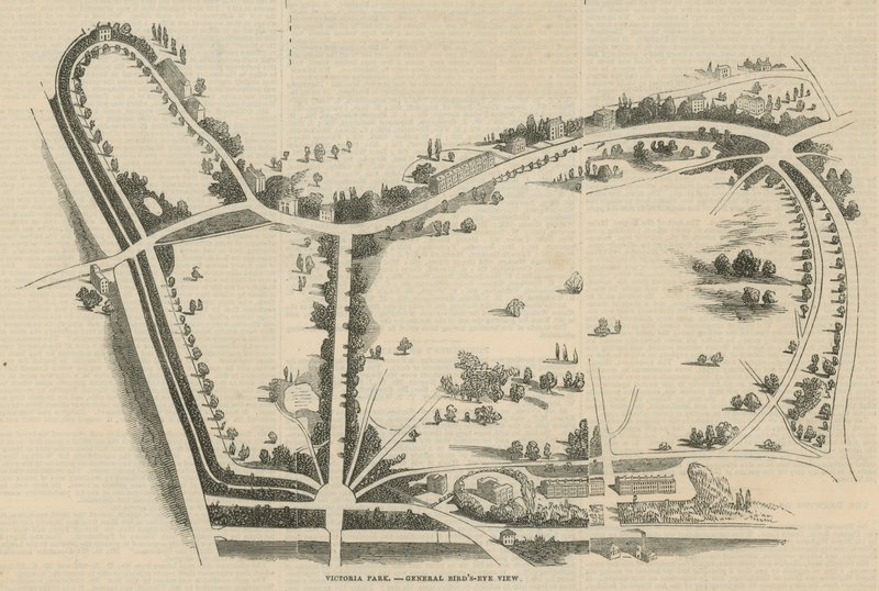 Victoria Park, allmän fågelperspektiv av English School