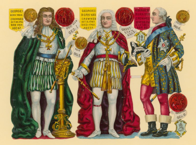 Viktorianskt skrot: King George I, King George II, King George III av English School