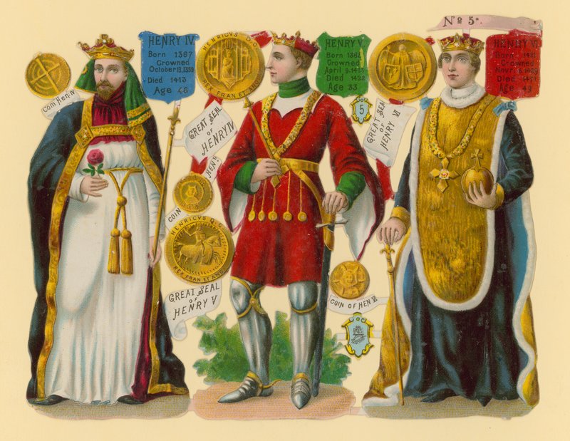Viktorianskt skrot: kung Henrik IV, kung Henrik V, kung Henrik VI av English School