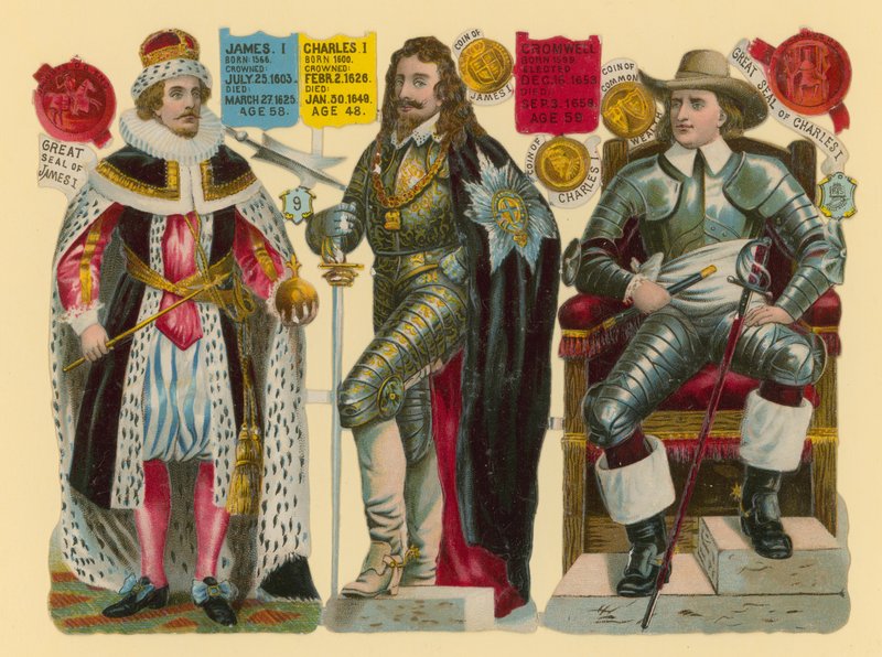 Viktorianskt skrot: King James I, King Charles I, Oliver Cromwell av English School