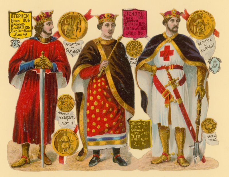 Viktorianskt skrot: King Stephen, King Henry II, King Richard I av English School