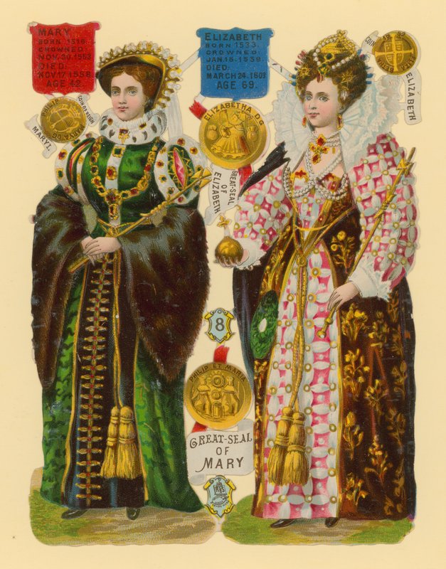 Victoriansk skrot: Drottning Mary I, drottning Elizabeth I av English School