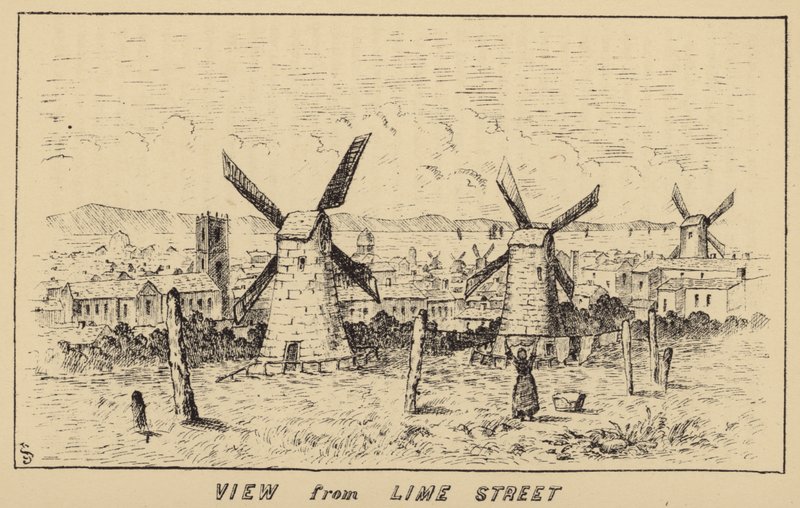 Vy från Lime Street (gravyr) av English School