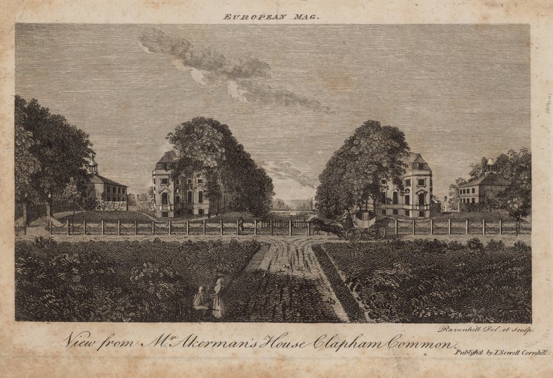 Utsikt från Mr Ackermans hus, Clapham Common, Surrey av English School