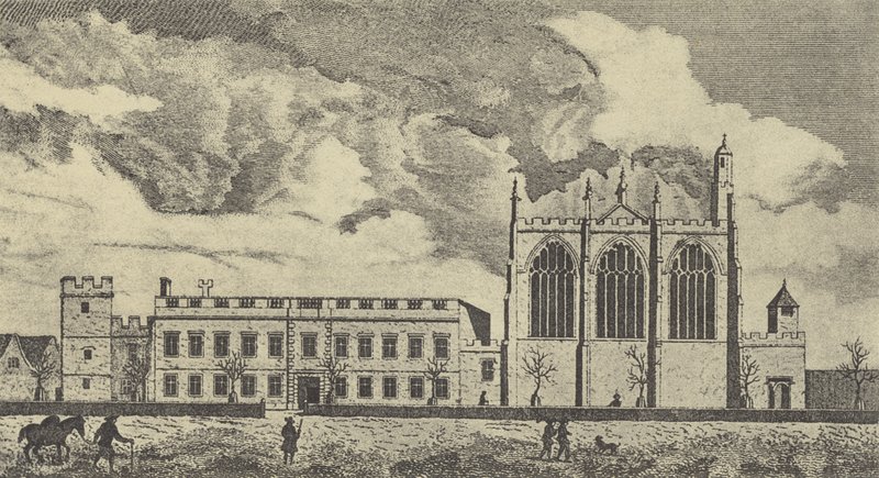 Utsikt över Eaton College i Buckinghamshire, 1779 (gravyr) av English School