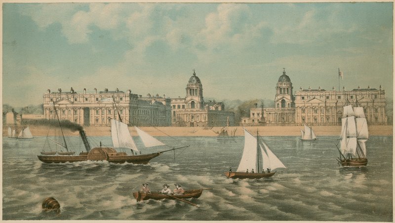 Vy över Greenwich Hospital, London av English School