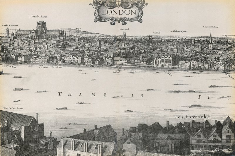 View of London av Wenceslaus Hollar, 1647 av English School