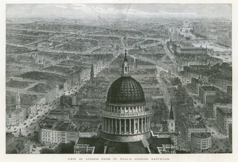 Vy över London från St Pauls Cathedral, blick österut av English School
