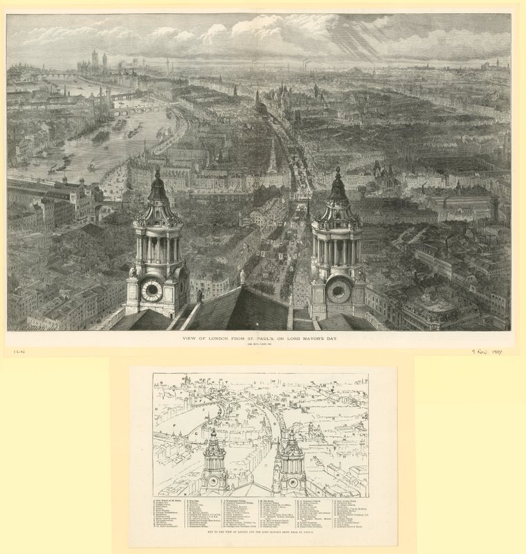 Utsikt över London från St Pauls på Lord Mayors Day av English School