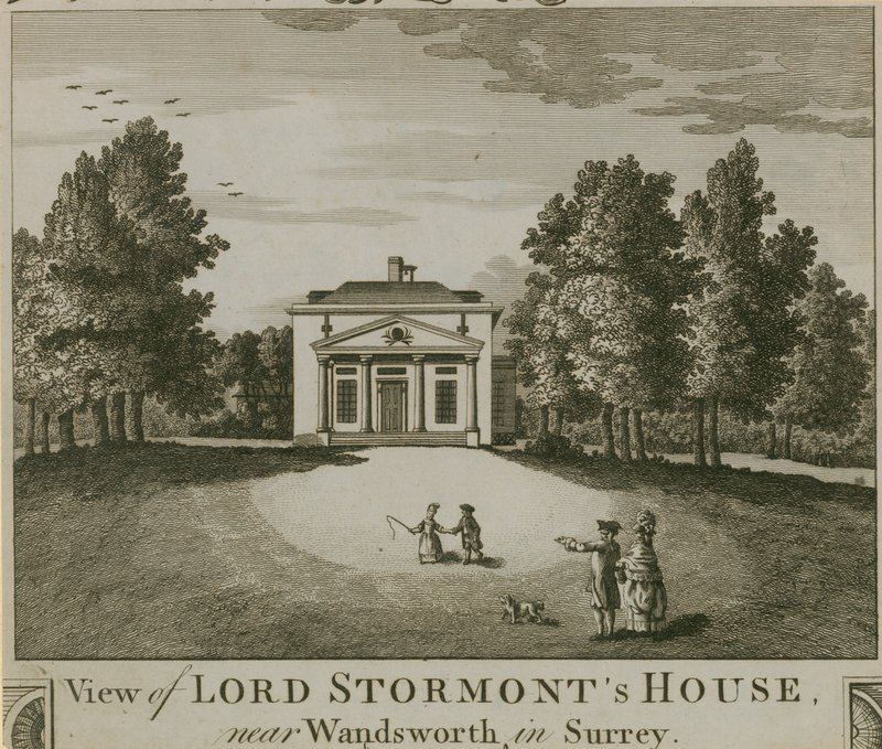 Utsikt över Lord Stormonts House nära Wandsworth i Surrey av English School