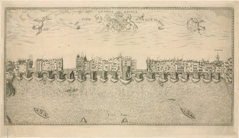 Vy över Old London Bridge av English School
