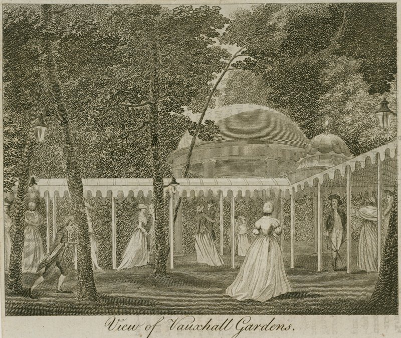 Utsikt över Vauxhall Gardens, London av English School