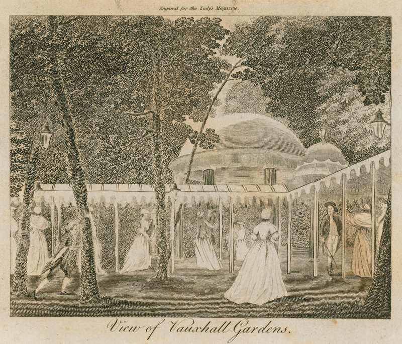 Utsikt över Vauxhall Gardens, London av English School