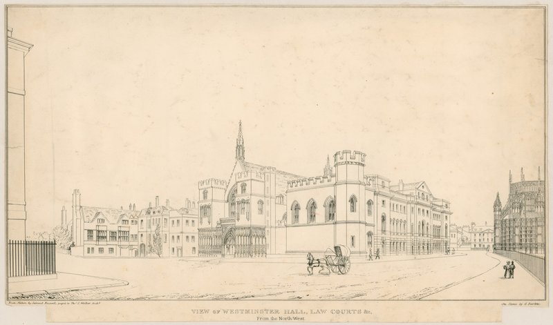 Utsikt över Westminster Hall, Law Courts, etc., från nordväst av English School