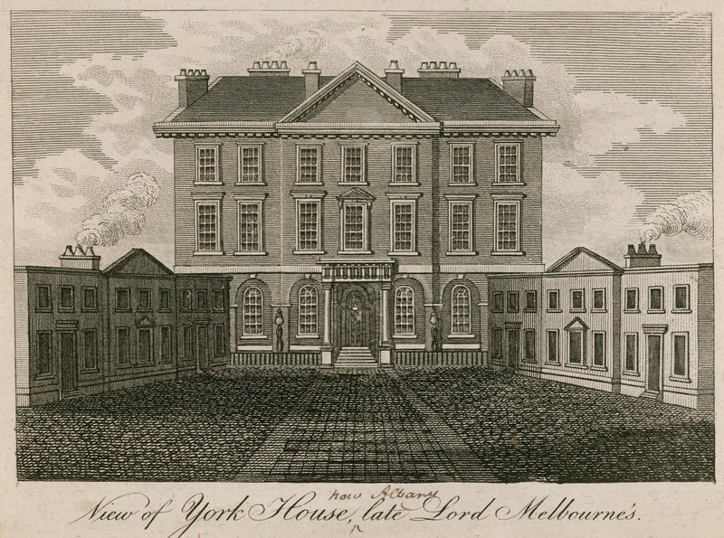 Utsikt över York House (senare Albany), den sena Lord Melbournes hus av English School