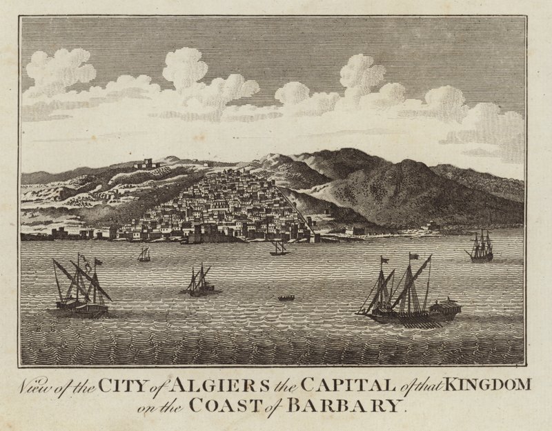 Utsikt över staden Alger, huvudstaden i det kungariket på Barbarys kust av English School