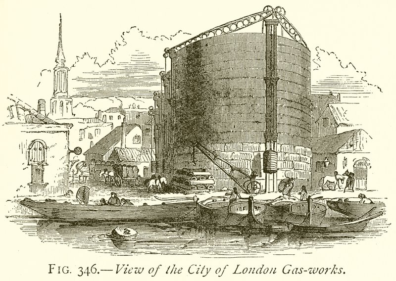 Utsikt över City of London Gas-Works av English School