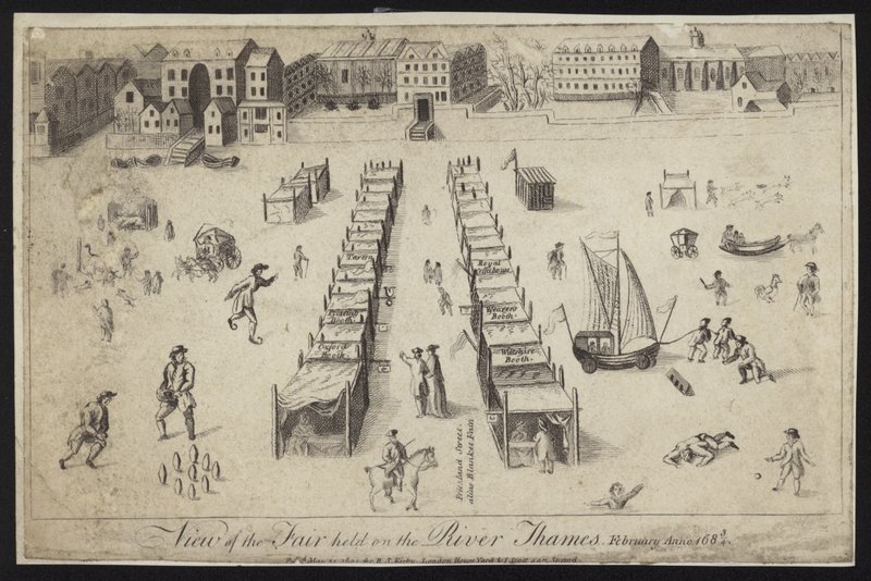 Utsikt över mässan som hölls vid Themsen, 1683-1684 av English School