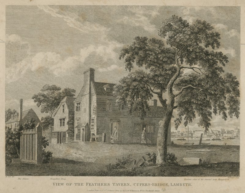 Utsikt över Feathers Tavern, Cupers Bridge, Lambeth av English School