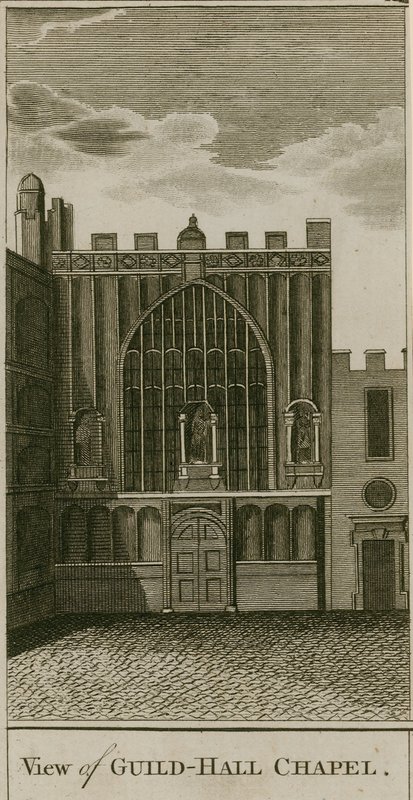 Utsikt över Guildhall Chapel, London av English School