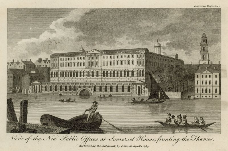 Utsikt över de nya offentliga kontoren vid Somerset House, vid Themsen av English School