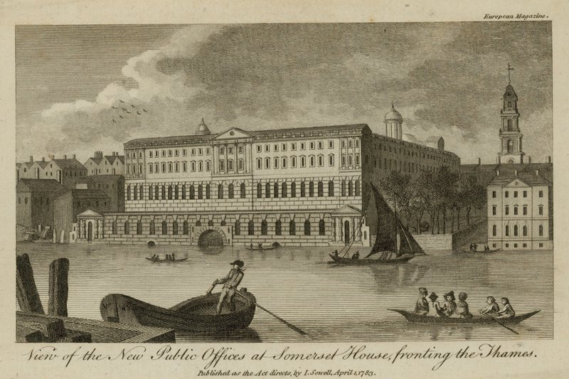 Utsikt över de nya offentliga kontoren vid Somerset House, vid Themsen av English School