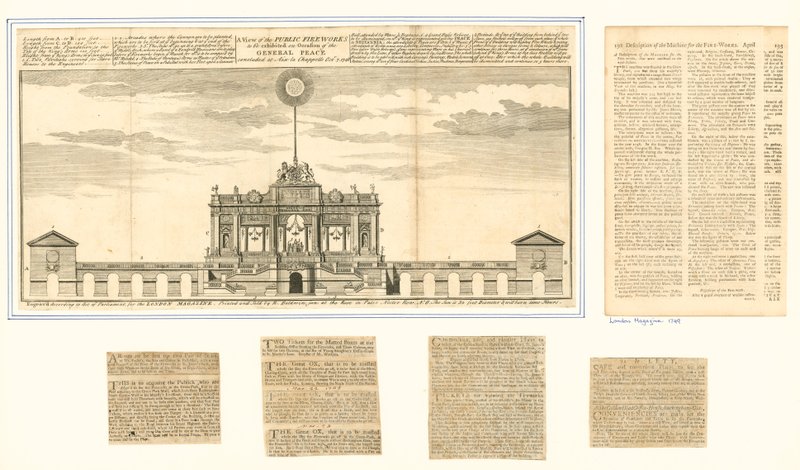 Utsikt över det offentliga fyrverkeriet för freden i Aix La Chapelle 1749 av English School
