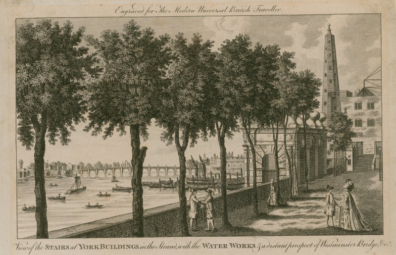 Vy över trappan vid York Buildings in the Strand av English School
