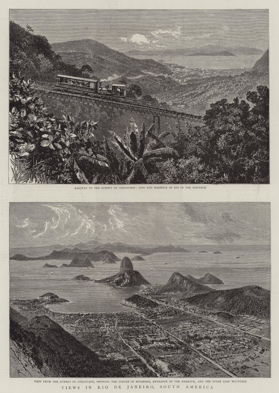 Utsikter i Rio de Janeiro, Sydamerika (gravyr) av English School