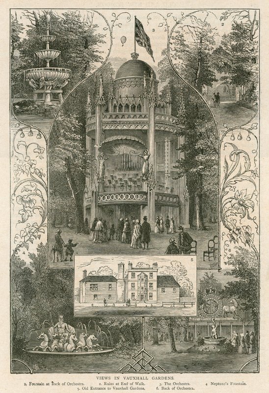 Utsikt i Vauxhall Gardens, London av English School