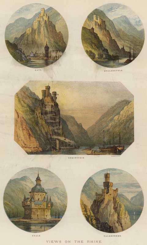 Utsikt över Rhen (chromolitho) av English School