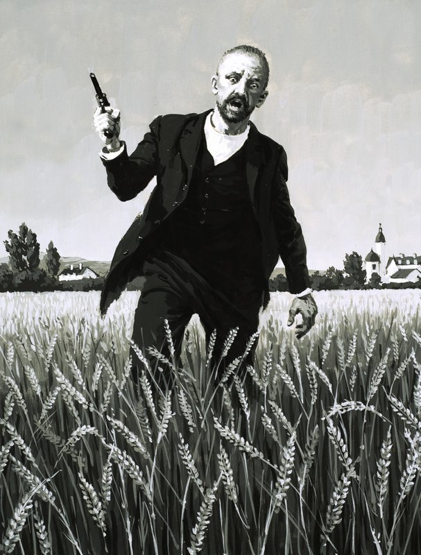 Vincent Van Gogh går gennem en hvedemark mod sin dødssved av English School