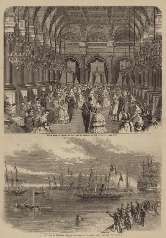 Besök av Victor Emmanuel II av Italien (gravyr) av English School