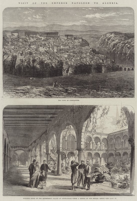 Kejsar Napoleons besök i Algeriet (gravyr) av English School