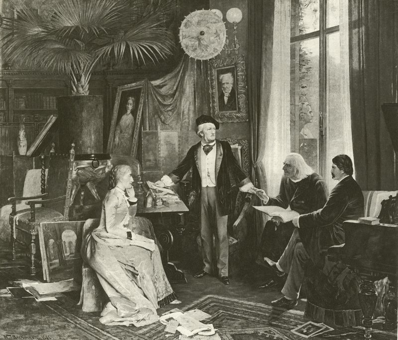 Wagner och hans vänner (gravyr) av English School
