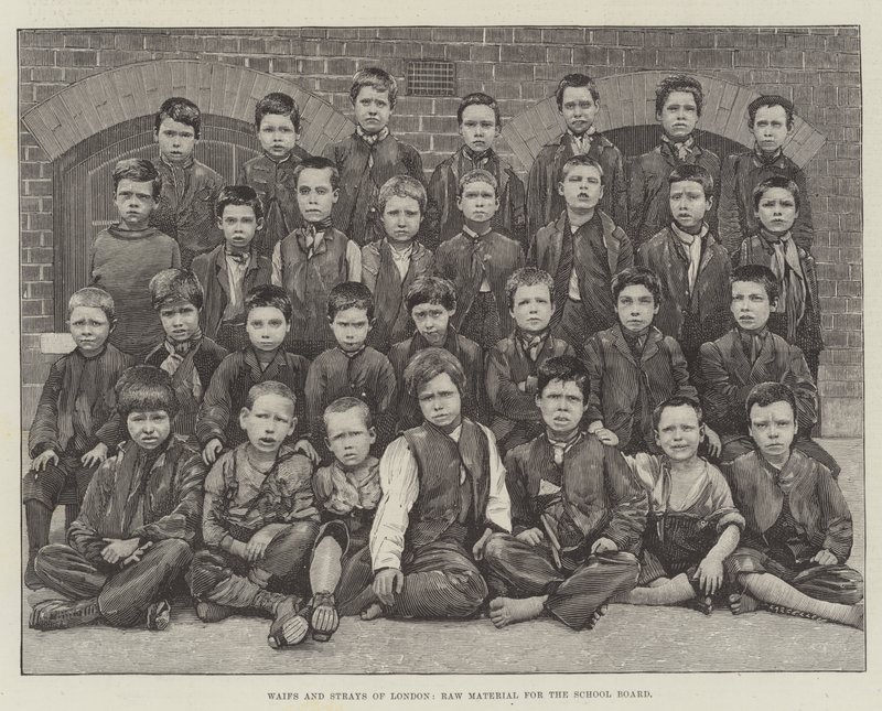 Waifs and Strays of London, råmaterial för skolstyrelsen (gravyr) av English School