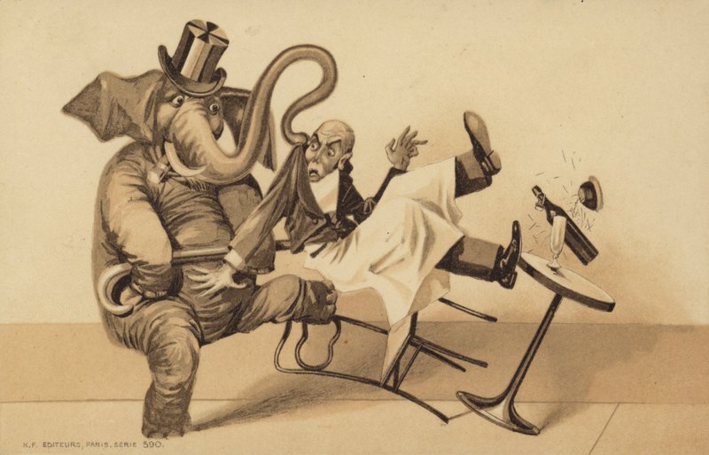 Servitören serverar en elefant av English School
